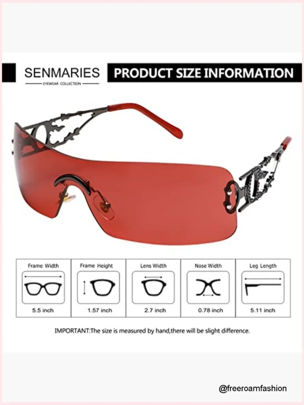 Retro Rimless Rectangle Sunglasses Unisex Vintage Flame Metal Frameless Eyewear
